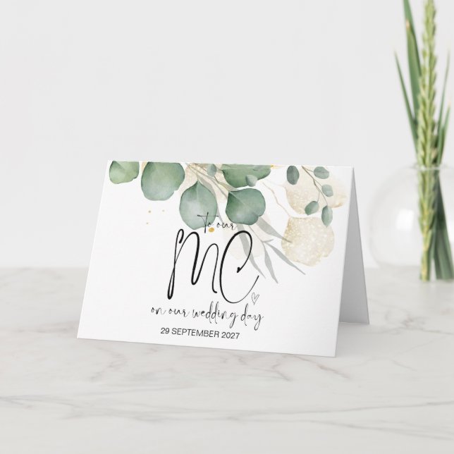 To Our MC on Wedding Day Thank You Bride and Groom Card (Front)