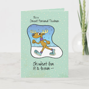 To Personal Trainer Running Exercise Reindeer Chri Holiday Card