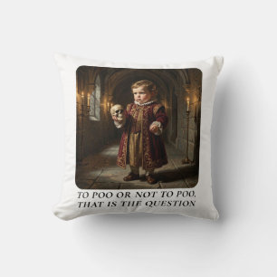 To Poo or Not to Poo – Cute Baby Cartoon Design Throw Pillow