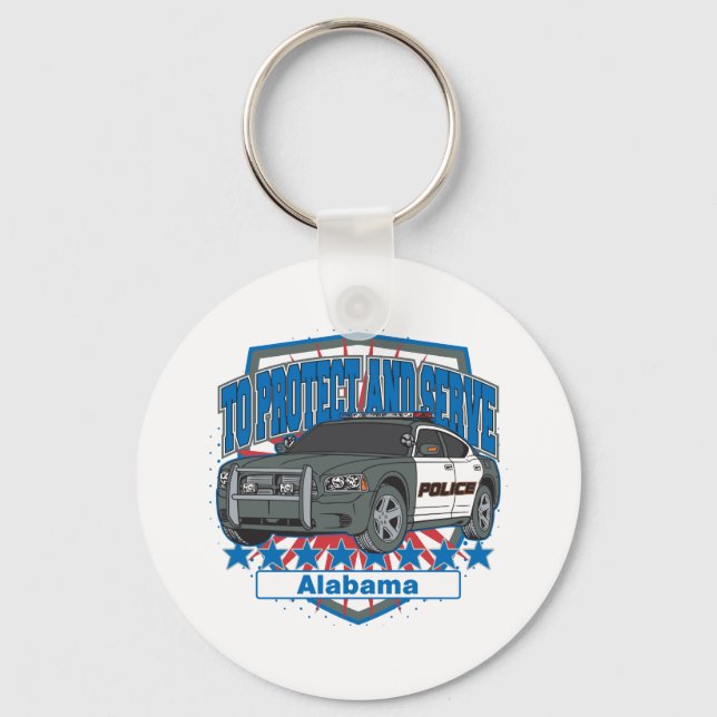 To Protect and Serve Alabama Police Car Keychain (Front)