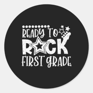 To Rock First Grade Back To School 1st Grade Boys Classic Round Sticker