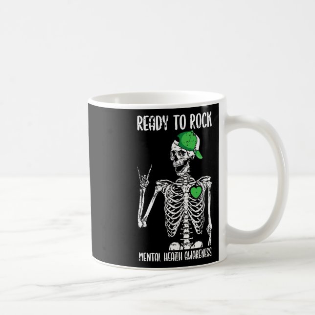 To Rock Mental Health Awareness Skeleton Rock Hand Coffee Mug (Right)