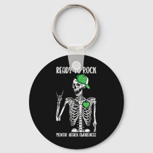 To Rock Mental Health Awareness Skeleton Rock Hand Keychain