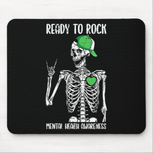To Rock Mental Health Awareness Skeleton Rock Hand Mouse Pad