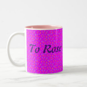 To Rose with love message pink blue cross pattern Two-Tone Coffee Mug