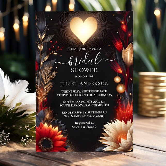 To Ruby Claret White Heart Red Black Bridal Shower Invitation (Creator Uploaded)
