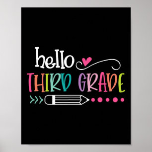 To School Hello Third 3rd Grade For Kids Boy Girl Poster