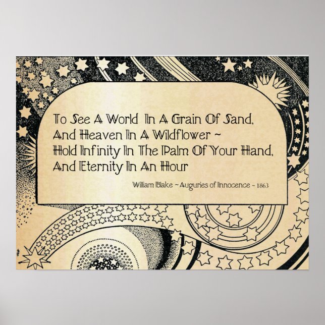 "To See A World In A Grain Of Sand" Gold Poster (Front)