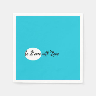 To Serve with Love Blue Party Paper Napkin