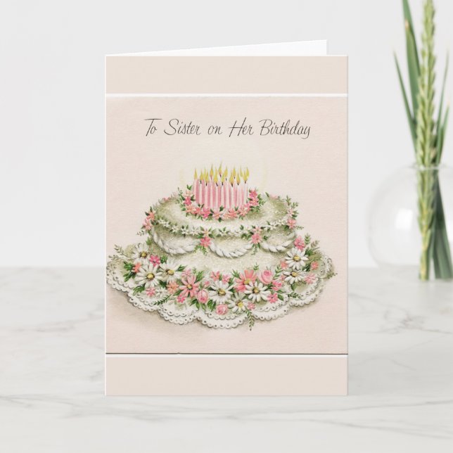 To Sister on Her Birthday Greeting Card (Front)