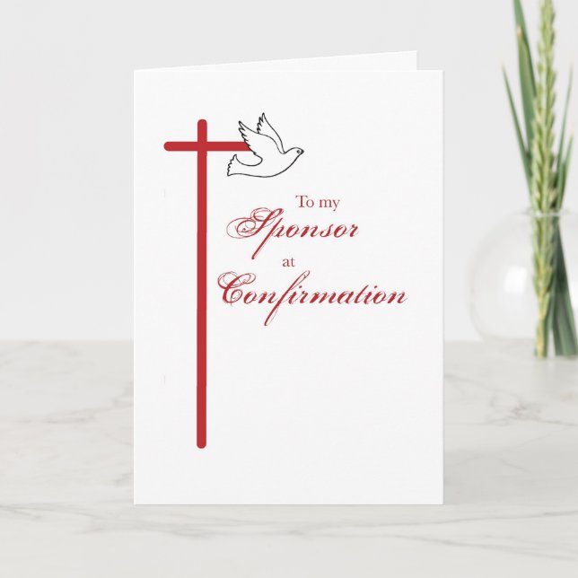 To Sponsor at Confirmation, Red Cross Thank You Card (Front)