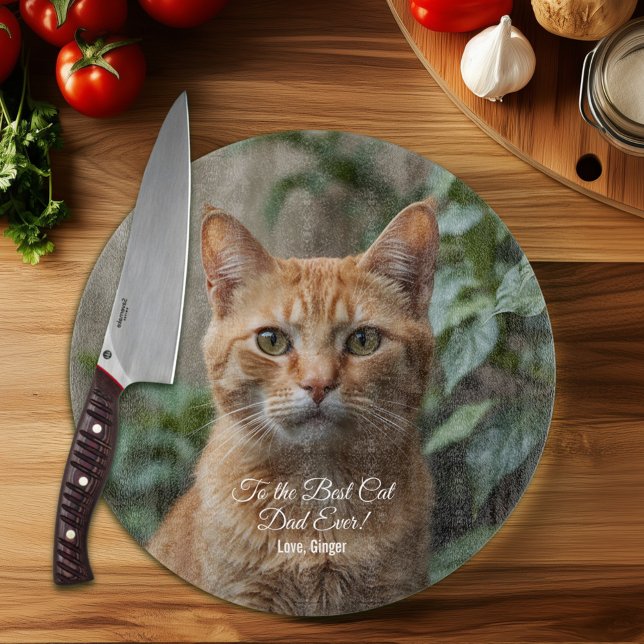 To the Best Cat Dad Ever Custom Photo Cutting Board (Creator Uploaded)