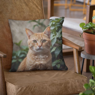 To the Best Cat Dad Ever Custom Photo Throw Pillow