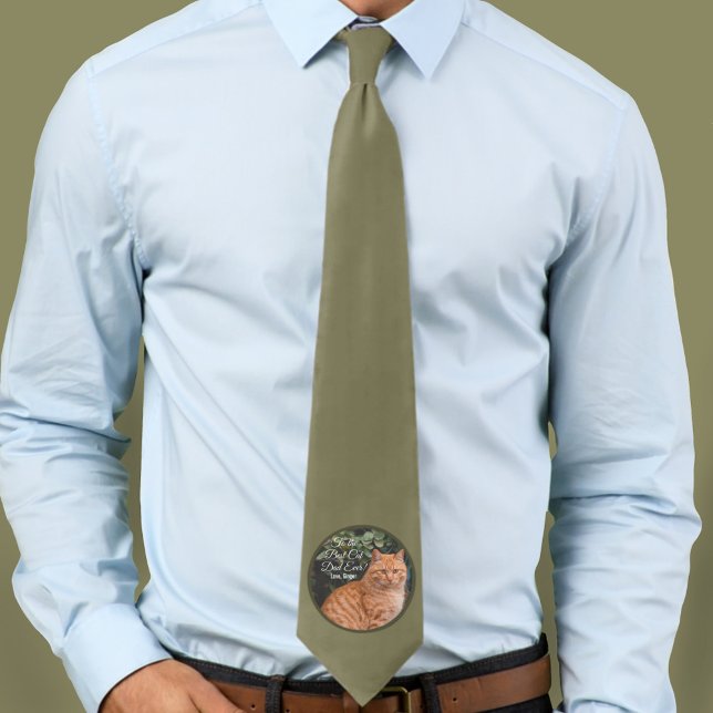 To the Best Cat Dad Ever Custom Photo Tie (Creator Uploaded)