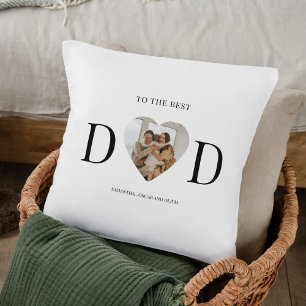 To The Best Dad Personalized Photo Heart  Throw Pillow