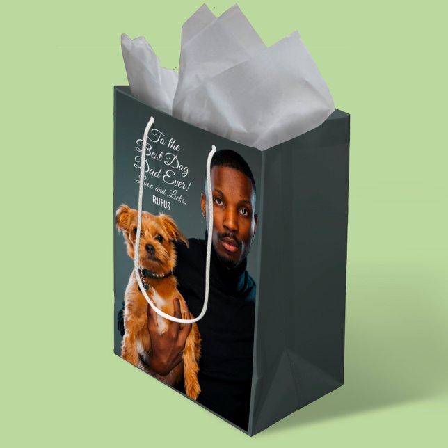 To the Best Dog Dad Ever Custom Photo Medium Gift Bag (Creator Uploaded)