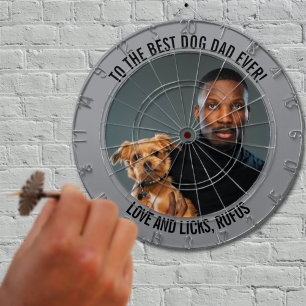 To the Best Dog Dad Ever Custom Photo & Text Dartboard