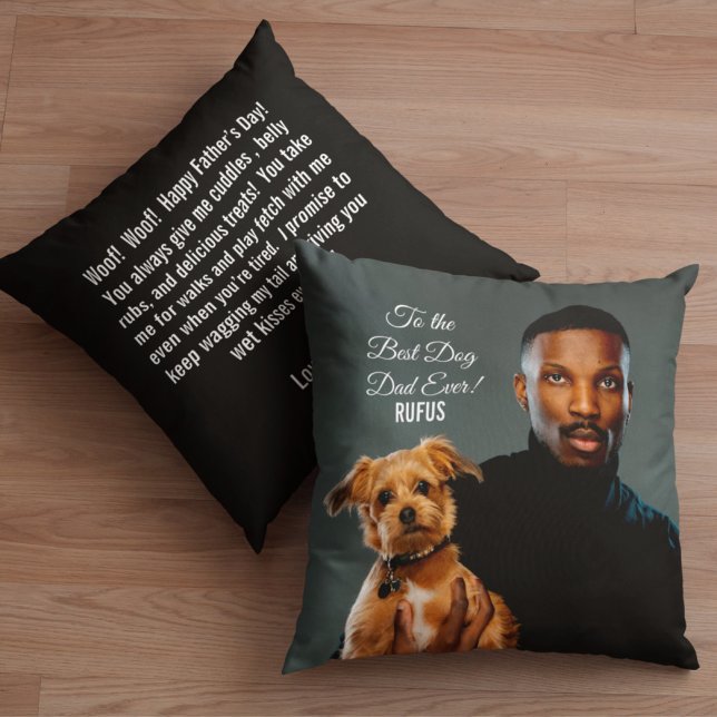 To the Best Dog Dad Ever Custom Photo Throw Pillow (Creator Uploaded)