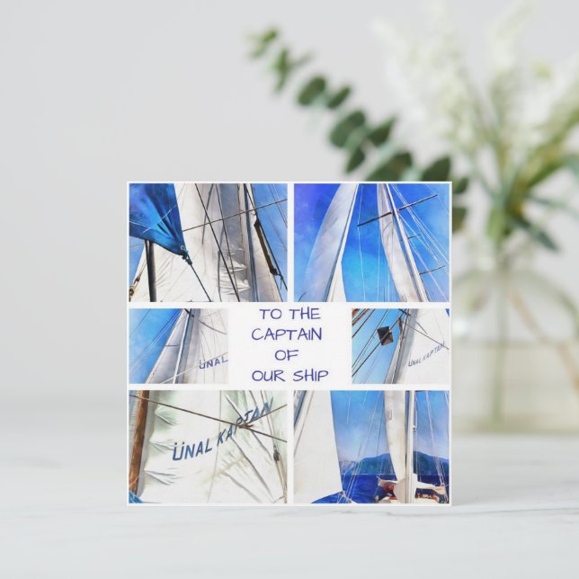 To The Captain Of Our Ship Artistic White Sails Save The Date (Standing Front)