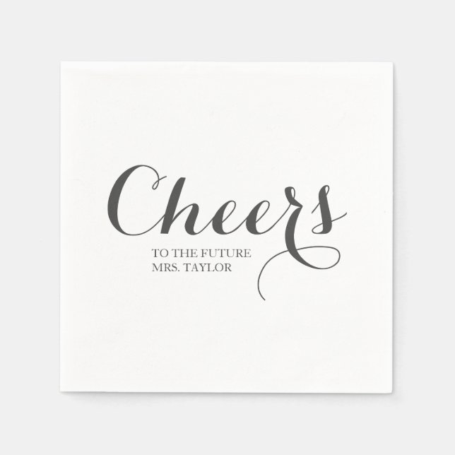 To The Future Mrs Name Bridal Shower Grey Napkin (Front)