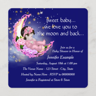 To The Moon and Back Baby Shower Invitation
