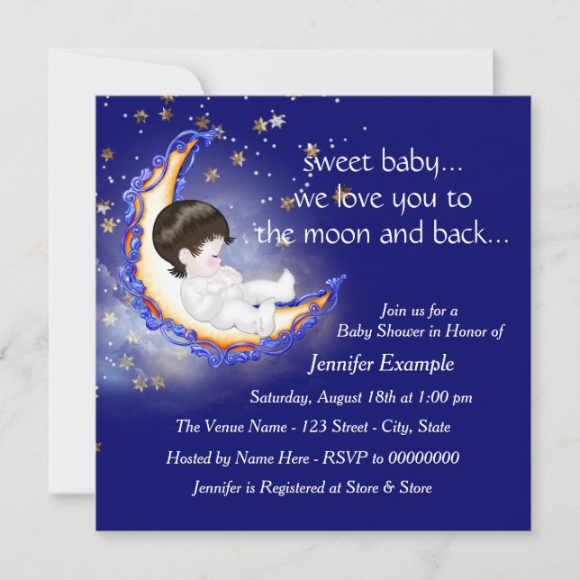 To The Moon and Back Baby Shower Invitation (Front)