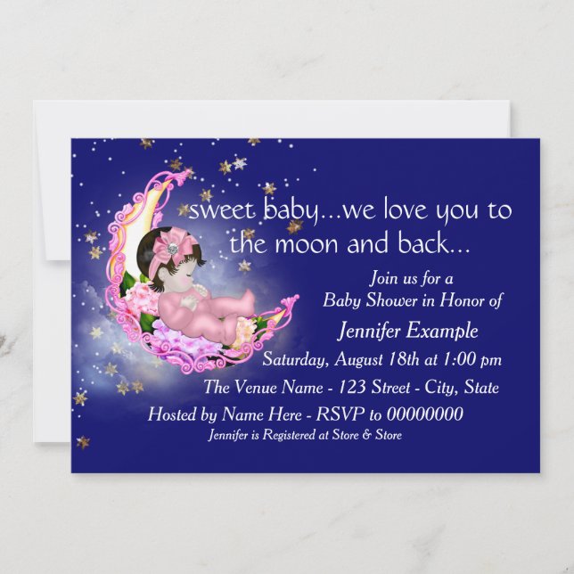 To The Moon and Back Baby Shower Invitation (Front)
