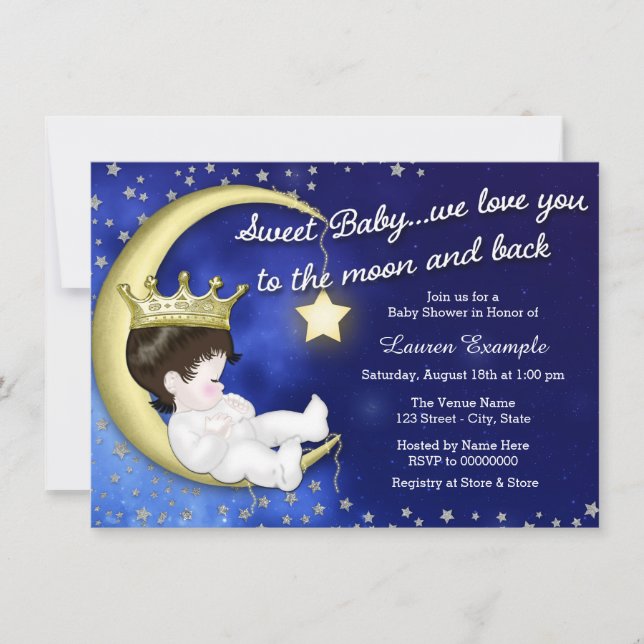 To the Moon and Back Baby Shower Invitation (Front)