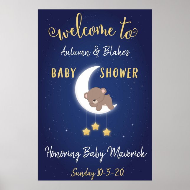 To The Moon And Back Baby Shower Welcome Poster (Front)