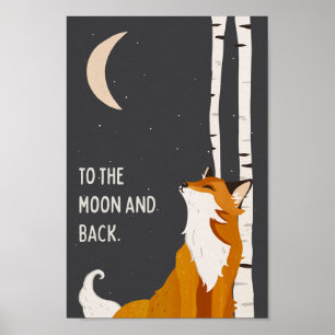 "To The Moon And Back" - Cute Fox Sleeping Kids Poster