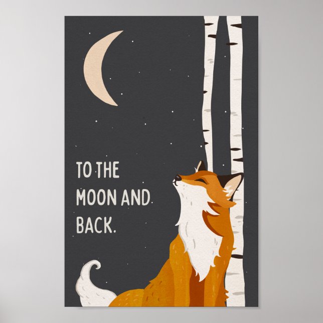 "To The Moon And Back" - Cute Fox Sleeping Kids Poster (Front)