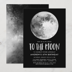 To The Moon Birthday Party Invitation