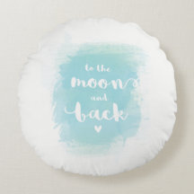 "To the moon" blue calligraphy watercolor pillow