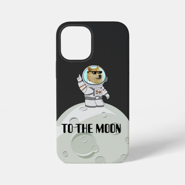To The Moon Dogecoin Astronaut Meme Funny Crypto iPhone Case (Back)