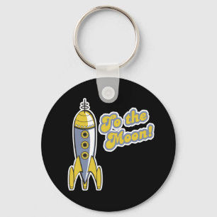 to the moon retro space rocket keychain
