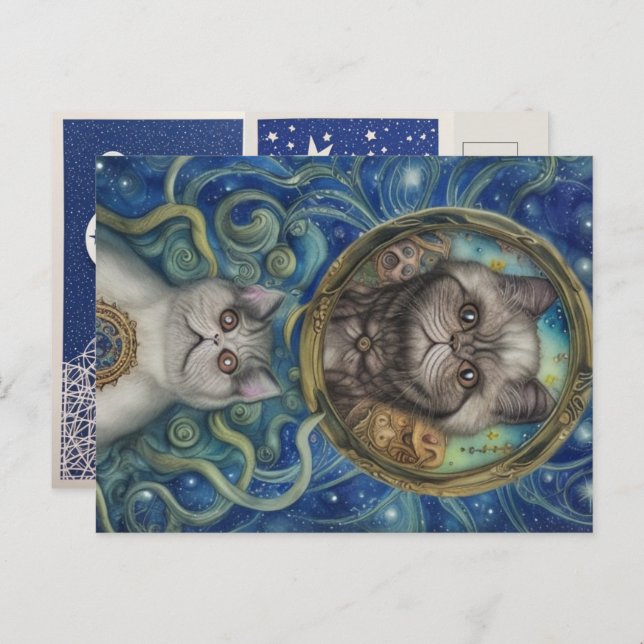 To the Moon with Persian Cats  Postcard (Front/Back)