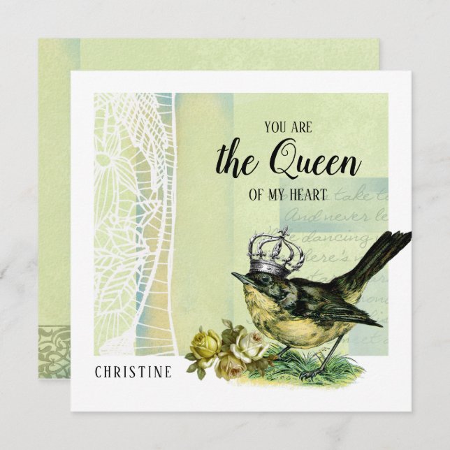 To the Queen of my Heart. Valentine's Day Card (Front/Back)
