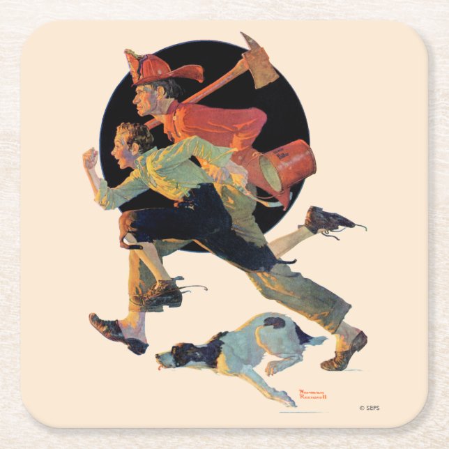 To the Rescue Square Paper Coaster (Front)