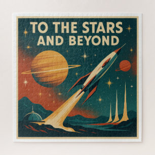 "To The Stars And Beyond" Vintage Space Travel  Jigsaw Puzzle