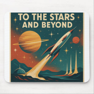 "To The Stars And Beyond" Vintage Space Travel  Mouse Pad