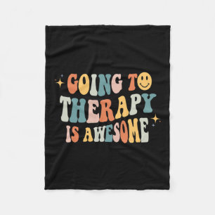 To Therapy Is Awesome Mental Health Awareness Retr Fleece Blanket