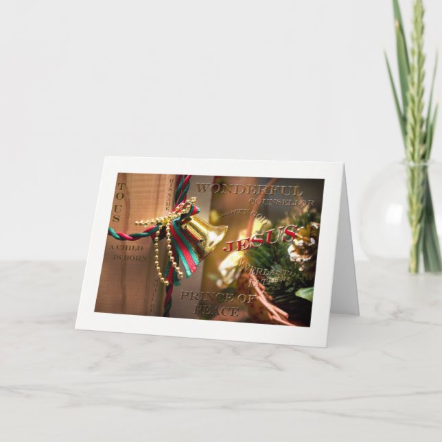 To us a child is born Christian Christmas greeting Holiday Card (Front)