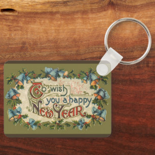 To Wish You a Happy New Year, Vintage Victorian Keychain