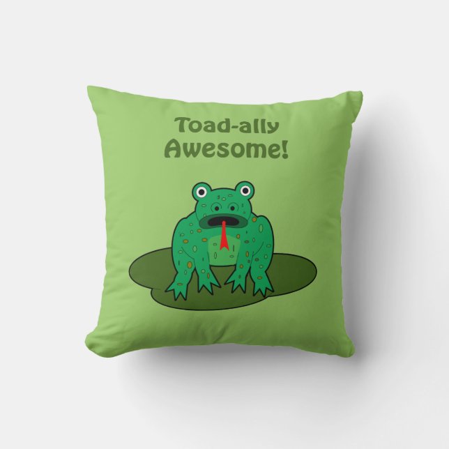 Toad-ally Awesome Throw Pillow (Front)