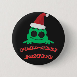 Toad-ally Festive Christmas Frog _ Cute Holiday De 2 Inch Round Button