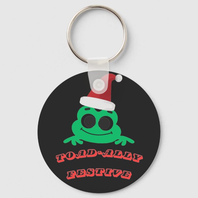 Toad-ally Festive Christmas Frog _ Cute Holiday De Keychain (Front)