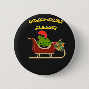 Toad-ally Merry Frog Christmas Tee 2 Inch Round Button