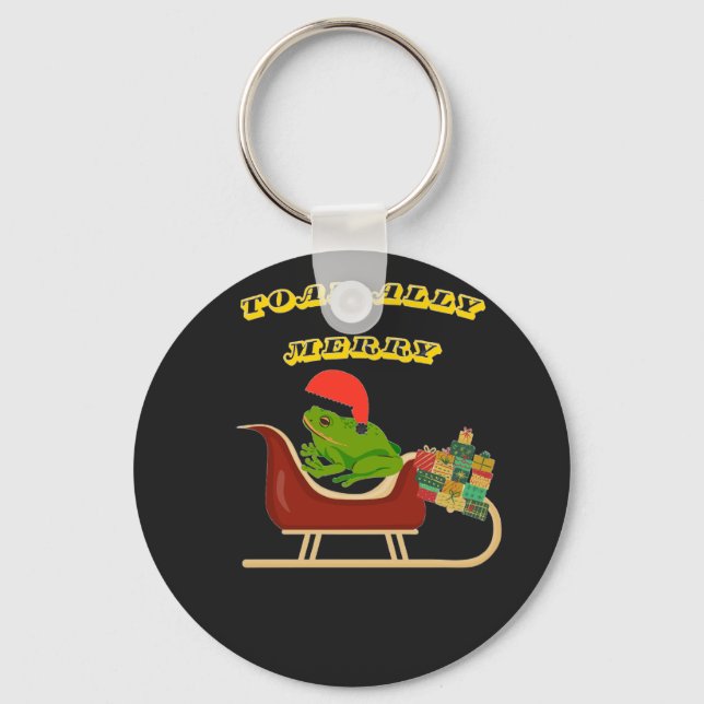 Toad-ally Merry Frog Christmas Tee Keychain (Front)