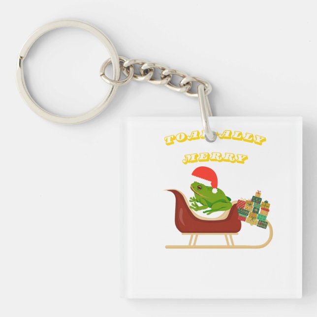 Toad-ally Merry Frog Christmas Tee Keychain (Front)