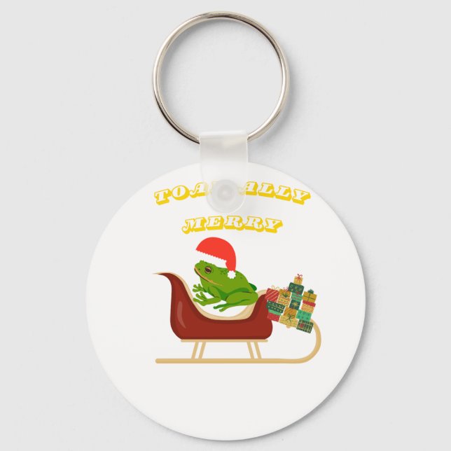 Toad-ally Merry Frog Christmas Tee Keychain (Front)